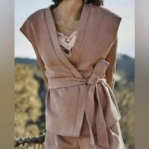 Ryegrass Faux Suede Belted Vest Kimono Desert Rose Sz 2X NWT